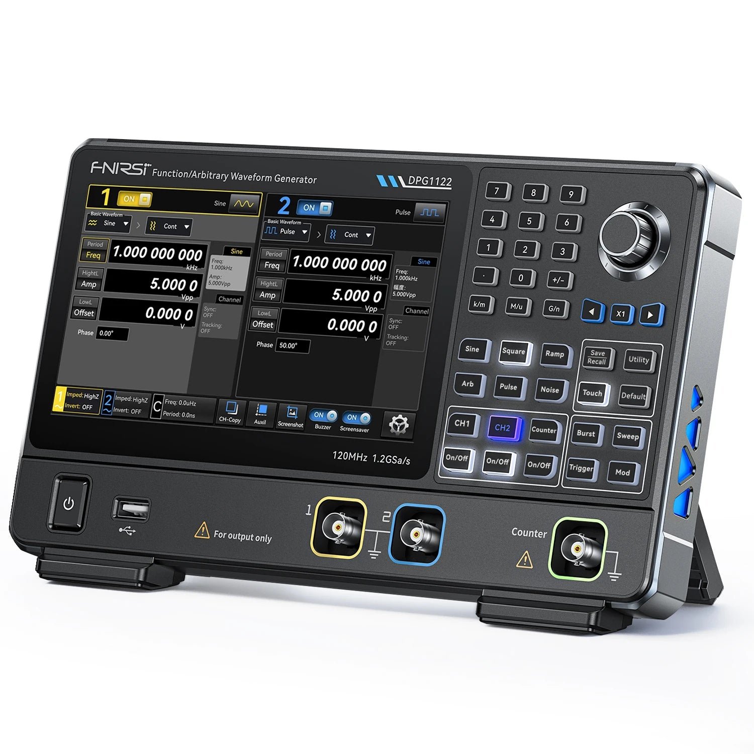Sale FNIRSI FNIRSI® DPG1122 120MHz 1.2GSa/s Dual Channel Function Arbitrary Waveform Generator $699.99$799.99 product photo from Fnirsi