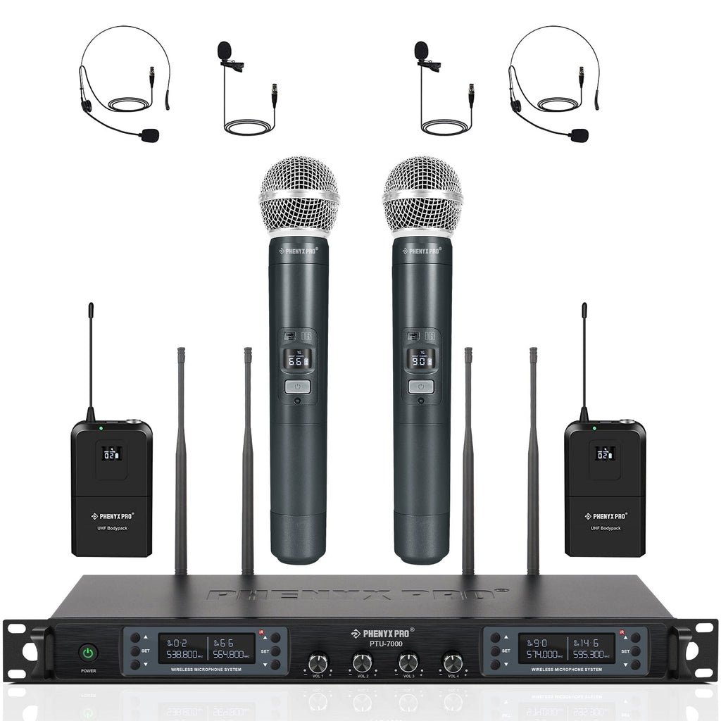 PTU-7000-2H2B Quad UHF Wireless Microphone System w/ Auto-Scan product photo from Phenyxpro