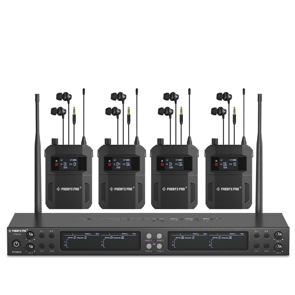 PTM-33-4B 4-Ch UHF Mono Wireless IEM System product photo from Phenyxpro